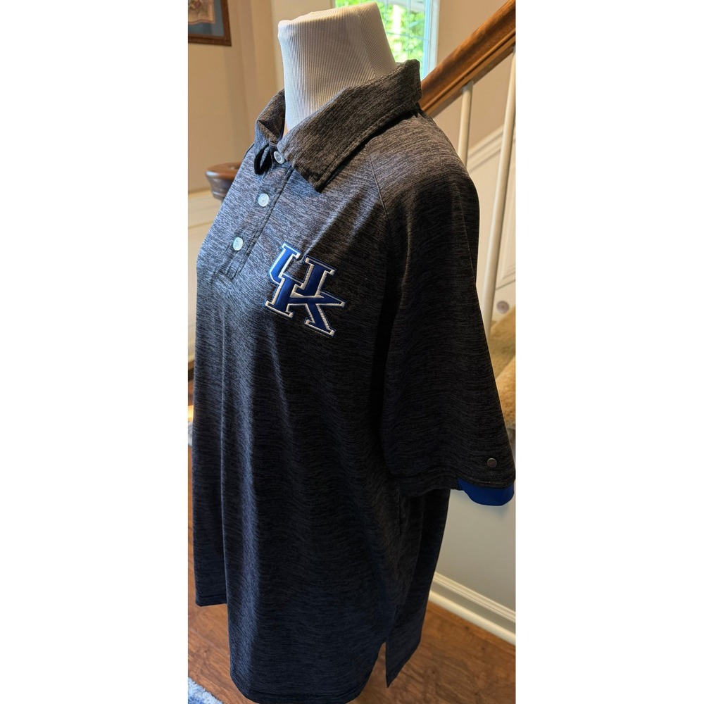Chillwear Kentucky Wildcats Men Medium Polo Shirt Grey Heather Space Dye UK Logo - Picture 2 of 8
